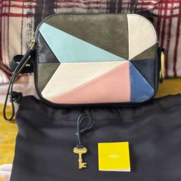 [RARE + Limited Edition] Fossil Elle Crossbody Light Patchwork Leather Bag - Picture 2 of 16